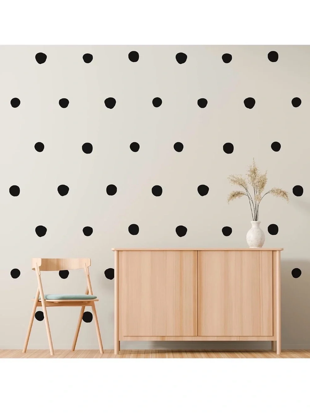 Black Irregular Dots Vinyl Wall Decals Peel and Stick Abstract Boho Stickers